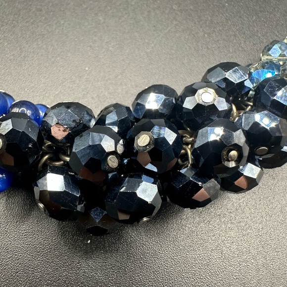 🌟 WHBM Blue Sparkle Necklace Matte/Aurora Borealis Silver Tone Y2K Party - Picture 4 of 13